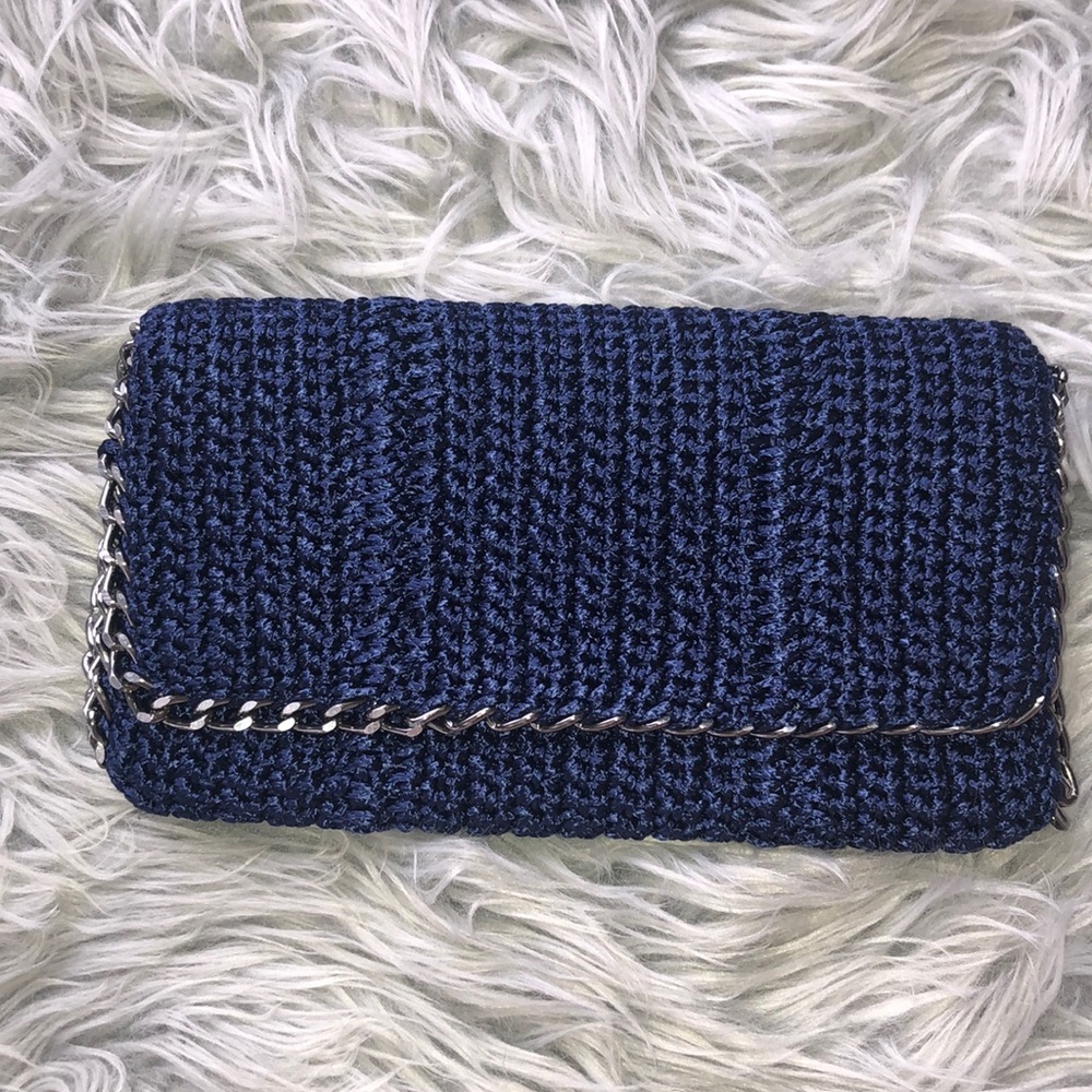 Atelier Social Navy Crochet Clutch with Silver HW